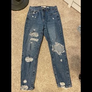 Blue Garage Ripped Mom Jeans